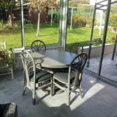 table Diana et chaises 002 rotin veranda table ronde rallonge titanio exodia home design rennes