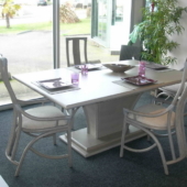 114 table Talia rotin extensible et chaises gris exodia home design rennes