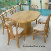 sejour Diana table rotin veranda miel mat et chaises exodia home design rennes