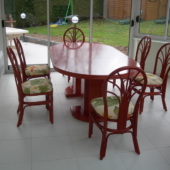 sejour Diana table ronde rojo extensible rotin veranda exodia home design