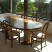 sejour Diana rotin veranda table ronde extensible chocolat exodia home design rennes