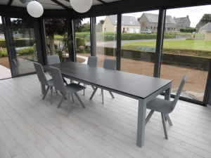 table extensible ceramique gris 2 rallonges veranda