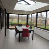table ceramique extensible veranda rouge et gris