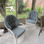 150 fauteuils rotin Jeu tissu bleu
