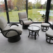 155 fauteuils rotin Valence et poufs anthracite