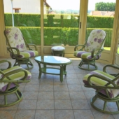 162 fauteuil rotin Madrid vert lagune veranda