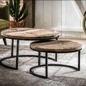 2 tables gigognes teck industriel