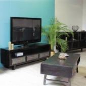 Meuble TV design metal et maguier noir