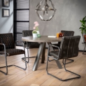 table bois metal rond 120 ou 140 industriel