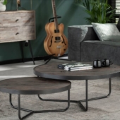 2 tables design industriel bois metal