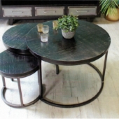 table gigognes bois metal industriel
