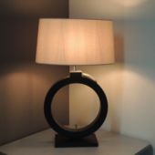 lampe bois rond noir luminaire deco